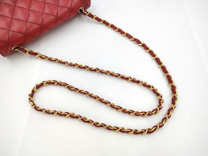 CHANEL Half Moon Matelasse Lambskin Chain Shoulder Bag in Red