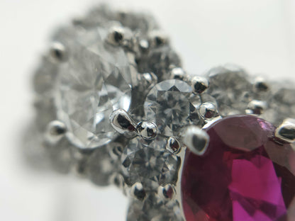 Pigeon-Blood R1.01ct D0.320/0.74ct PT900 6.8g Ring 