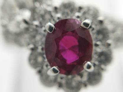 Pigeon-Blood R1.01ct D0.320/0.74ct PT900 6.8g Ring 