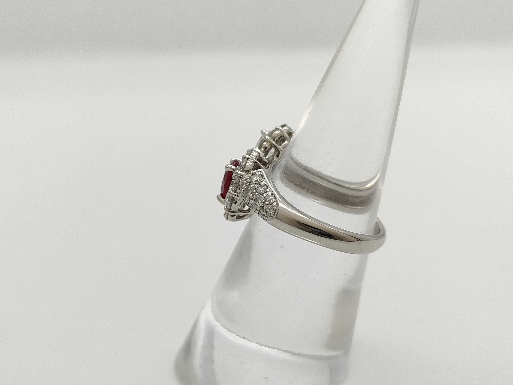 Pigeon-Blood R1.01ct D0.320/0.74ct PT900 6.8g Ring 