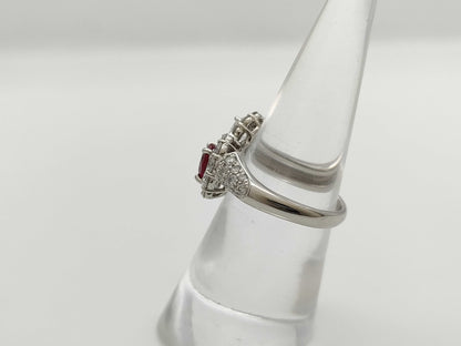 Pigeon-Blood R1.01ct D0.320/0.74ct PT900 6.8g Ring 