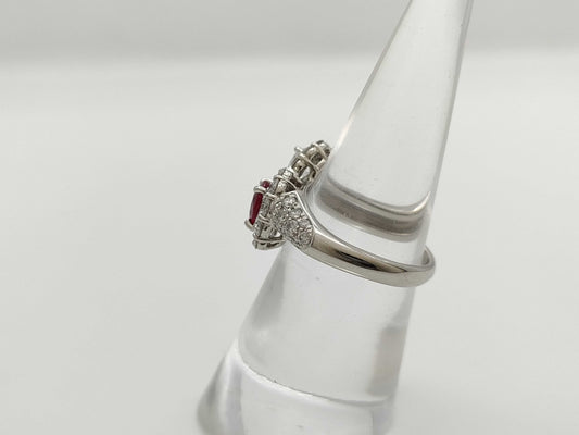 Pigeon-Blood R1.01ct D0.320/0.74ct PT900 6.8g Ring 