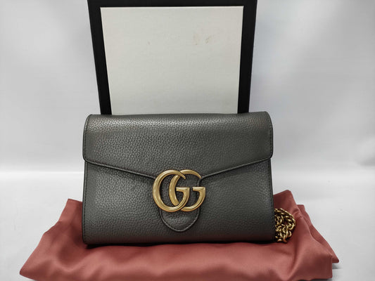 GUCCI GG Leather Shoulder Chain Shoulder Bag