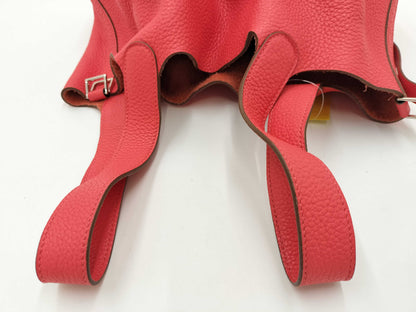HERMES Picotin Lock MM Taurillon Clemence Leather Handbag with P Stamp, Pink