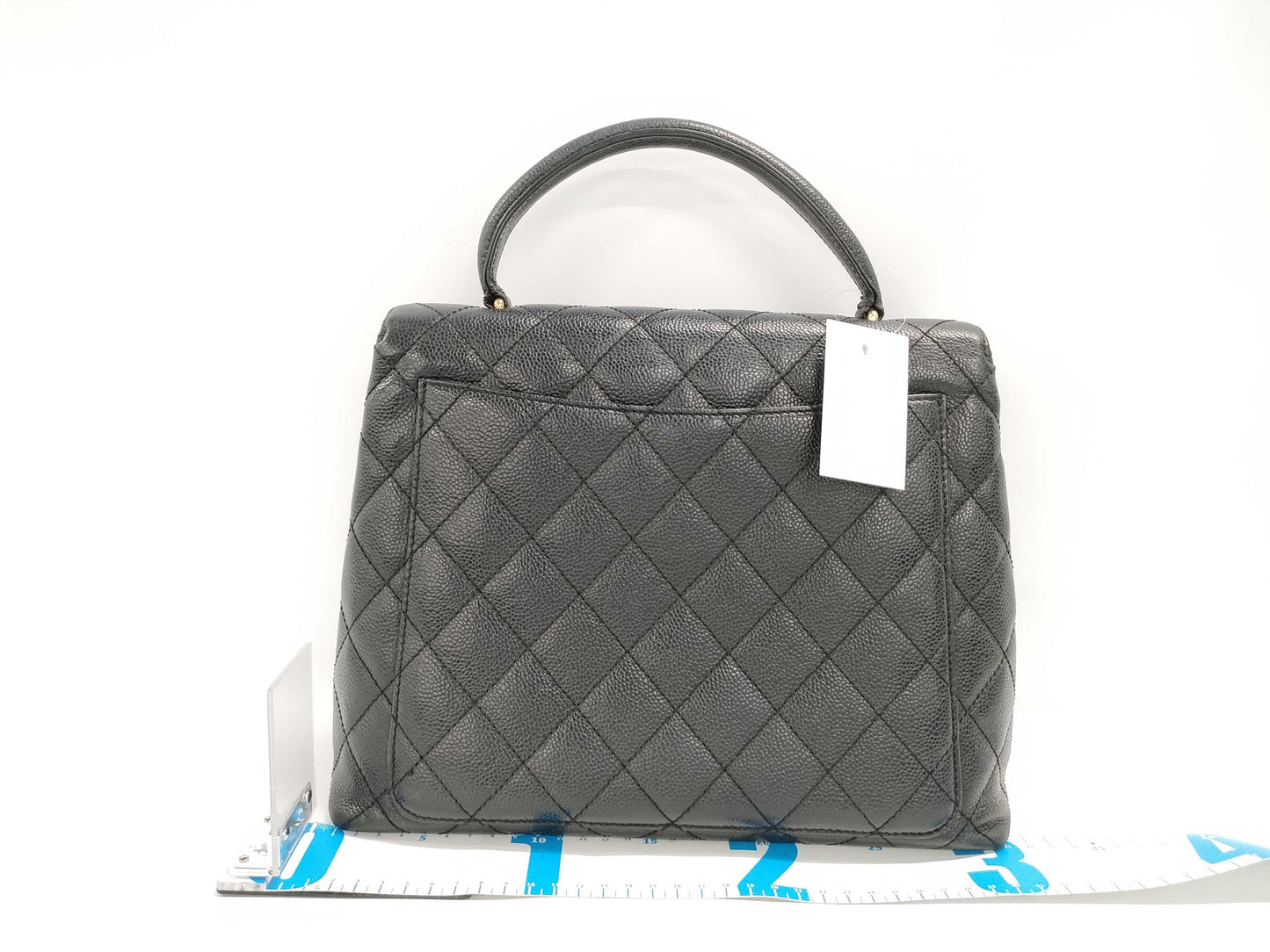 CHANEL Caviar Skin Top Handle Handbag Black Handbag
