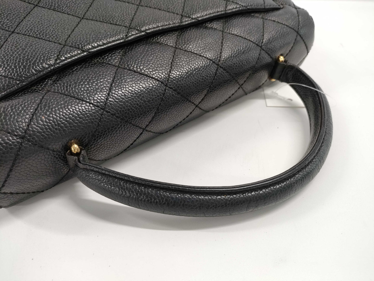 CHANEL Caviar Skin Top Handle Handbag Black Handbag