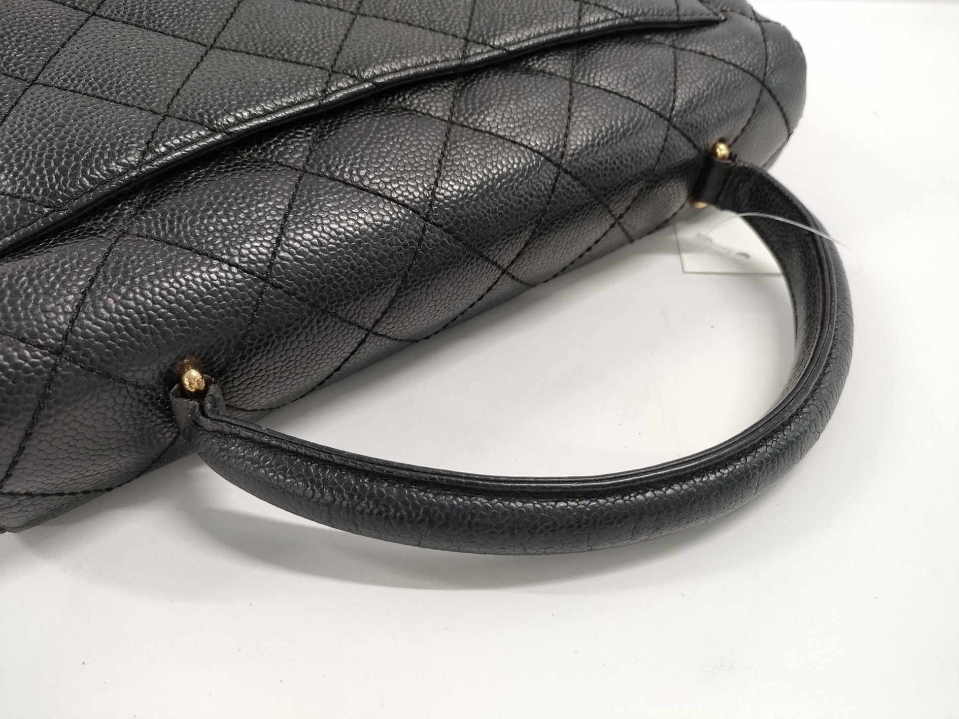 CHANEL Caviar Skin Top Handle Handbag Black Handbag