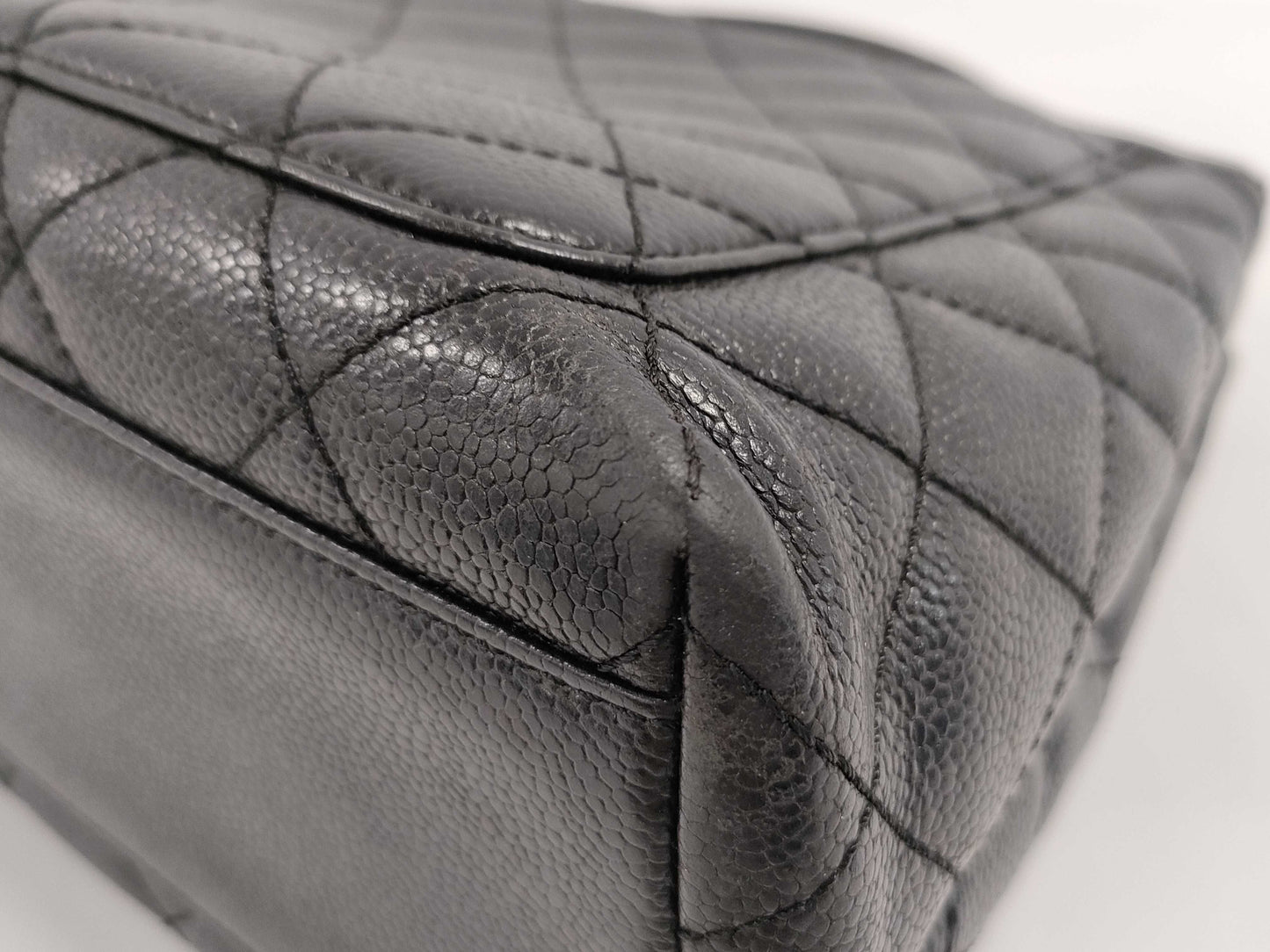 CHANEL Caviar Skin Top Handle Handbag Black Handbag
