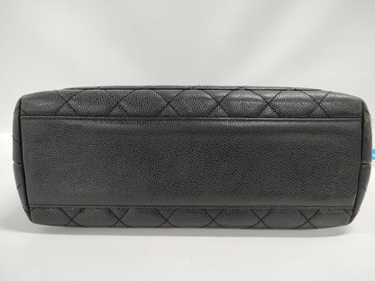 CHANEL Caviar Skin Top Handle Handbag Black Handbag