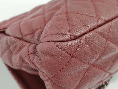CHANEL Caviar Skin Matelasse Soft Caviar Easy Flap Bordeaux Shoulder Bag