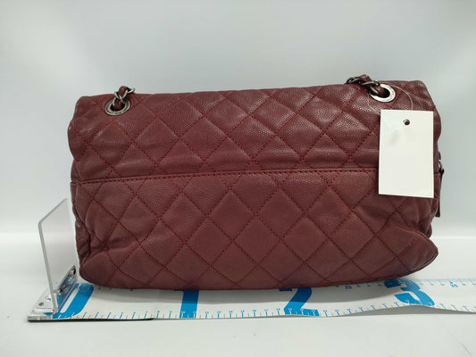 CHANEL Caviar Skin Matelasse Soft Caviar Easy Flap Bordeaux Shoulder Bag