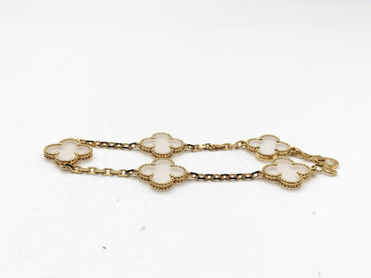 Van Cleef&Arpels Vintage Alhambra 5P Crystal YG Au750 11.7g Bracelet Bangle 