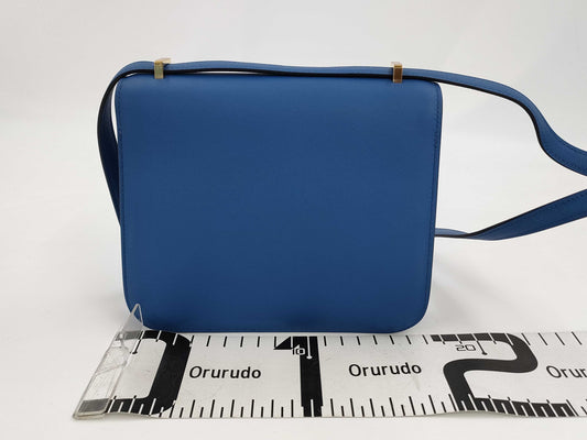 HERMES Constance 18 Blue Ponche Shoulder Bag with Gold Hardware and B Seal