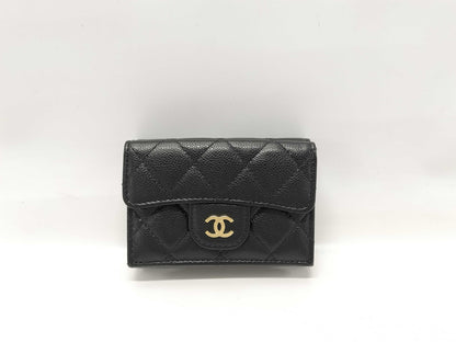 CHANEL Caviar Skin Compact Tri-Fold Wallet, Unused, Stored, with Seal