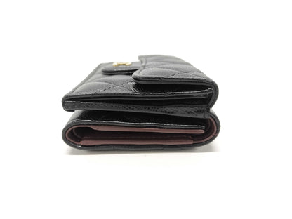 CHANEL Caviar Skin Compact Tri-Fold Wallet, Unused, Stored, with Seal