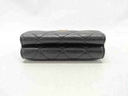 CHANEL Caviar Skin Compact Tri-Fold Wallet, Unused, Stored, with Seal