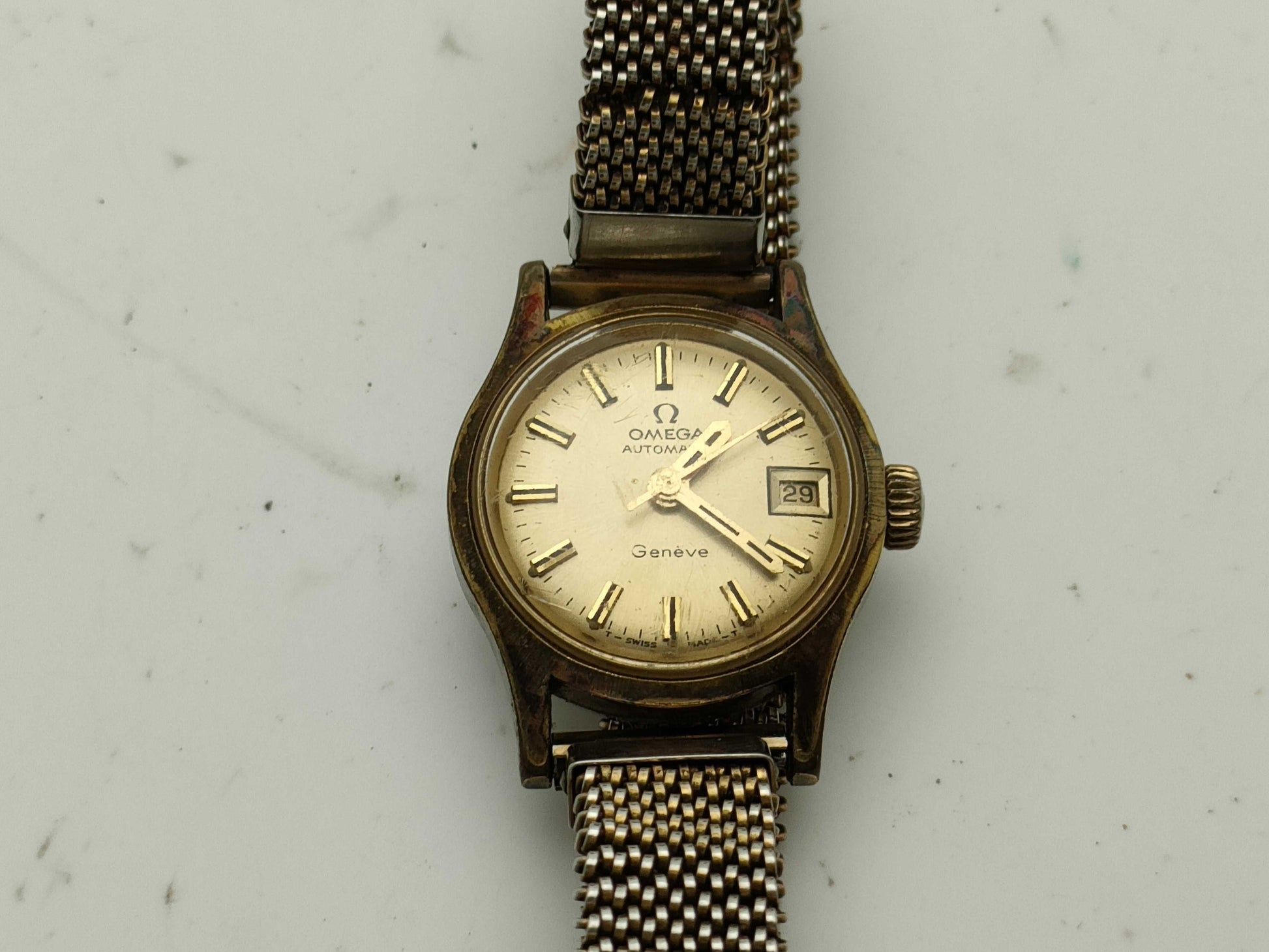 OMEGA Geneva Gold Dial Women's Watch with Non-Original Strap