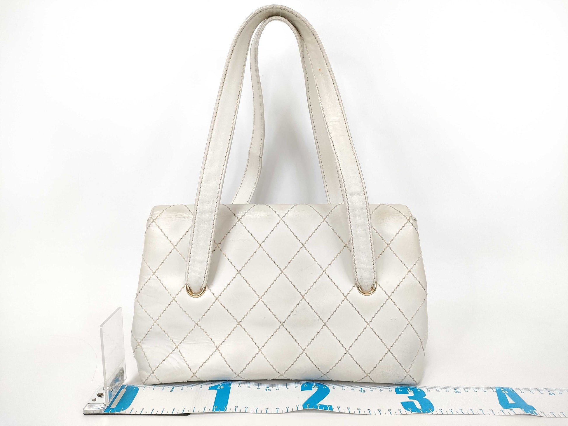 CHANEL Wild Stitch Leather/Coco Mark/Tote Shoulder Bag