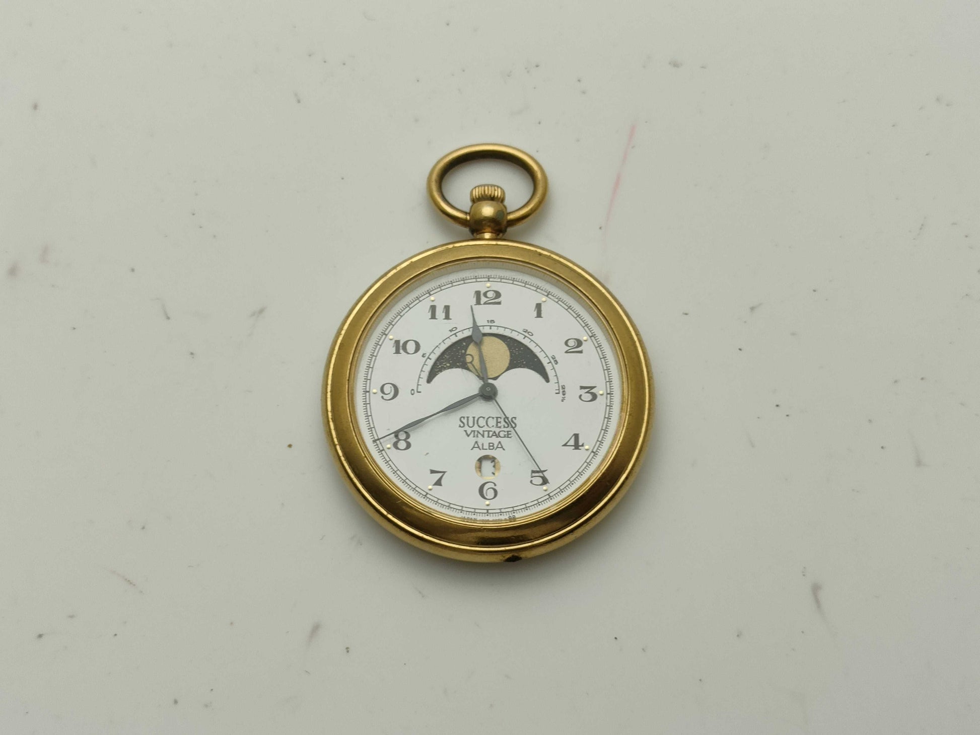 SEIKO Alba V338-0010 Success Moon Phase Pocket Watch