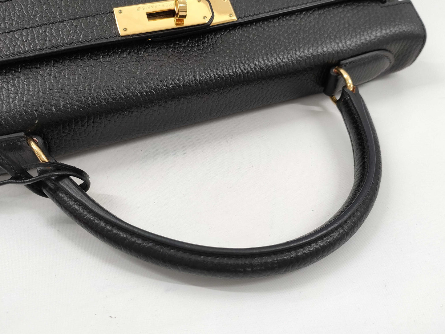 HERMES Kelly 32 Couchvel □A Black Handbag with ST