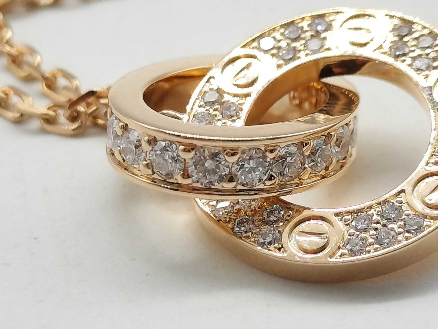 Cartier Love Circle Diamond Necklace in PG and Au750, 5.7g 