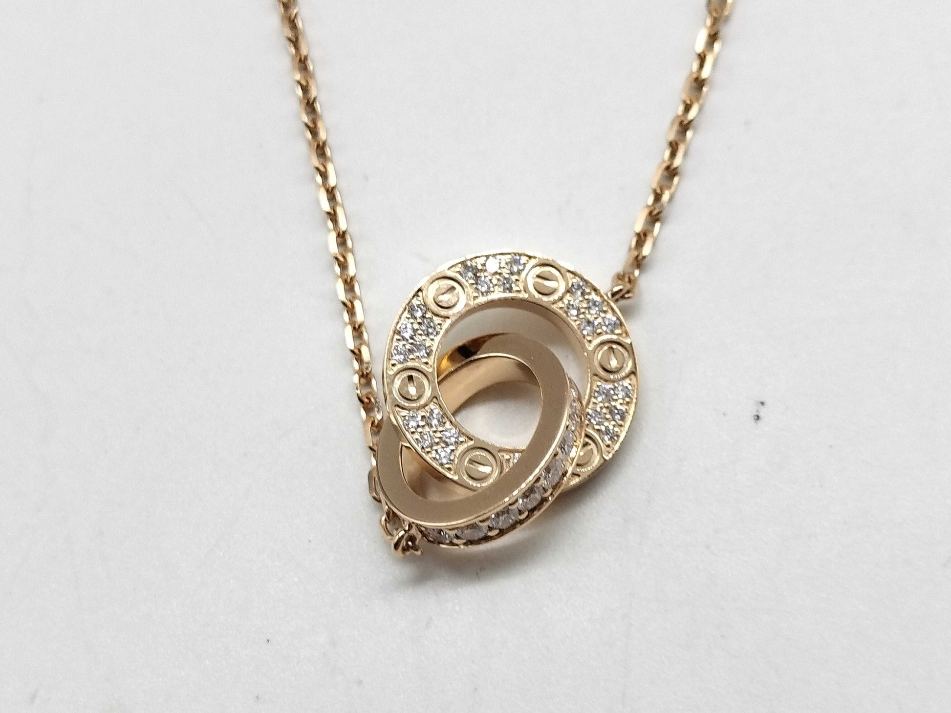 Cartier Love Circle Diamond Necklace in PG and Au750, 5.8g 