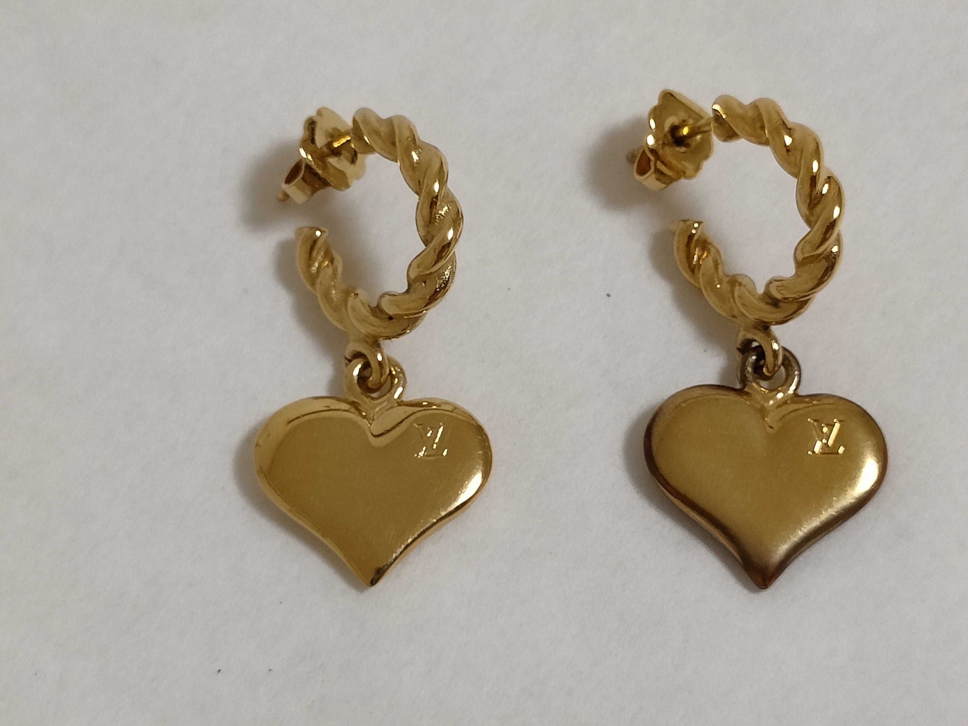 LOUIS VUITTON Heart Earrings Gold Earrings