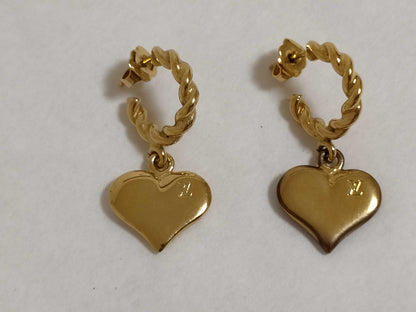 LOUIS VUITTON Heart Earrings Gold Earrings