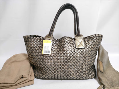 (10460_0286) BOTTEGA VENETA Intrecciato CavaMM Gold Handbag