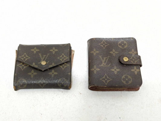(10463_0010) LOUIS VUITTON Monogram W Hook/Compact Zip Folding Wallet Set of 2 Wallets