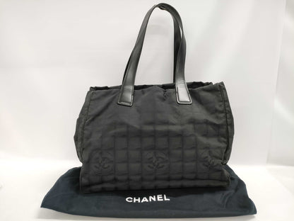 CHANEL New Travel Line Nylon x Leather Tote Bag Black
