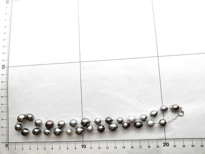 Black South Sea Pearl Necklace, Diameter: Approx. 7.8mm-10.4mm, 14K White Gold, 34.8g 