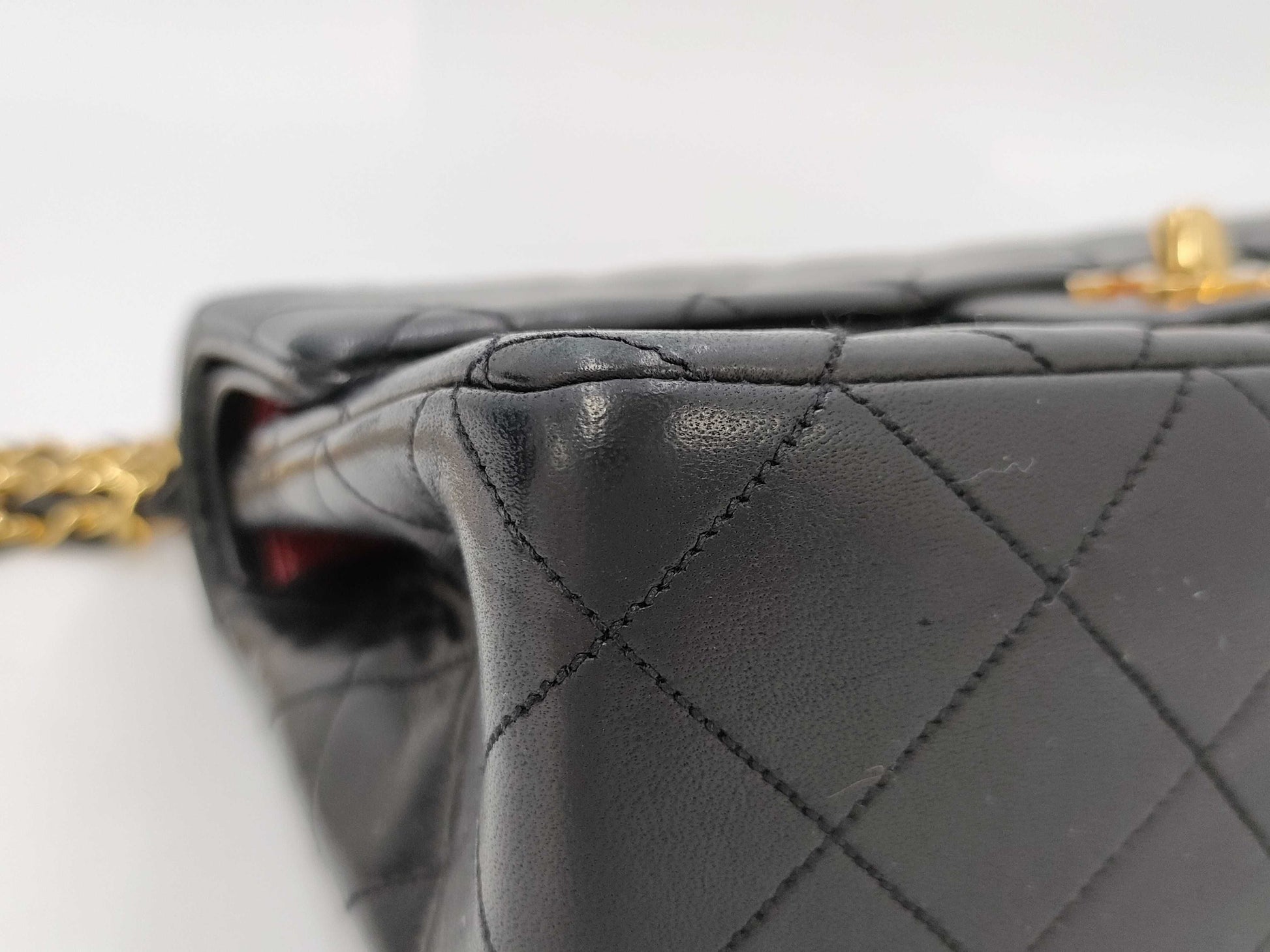 CHANEL Lambskin Matelasse Double Flap Double Chain Shoulder Bag
