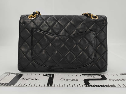 CHANEL Lambskin Matelasse Double Flap Double Chain Shoulder Bag