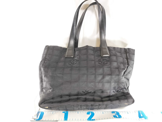 CHANEL New Travel Line Nylon and Black Leather Tote Bag