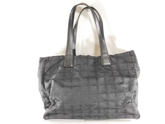 CHANEL New Travel Line Nylon and Black Leather Tote Bag
