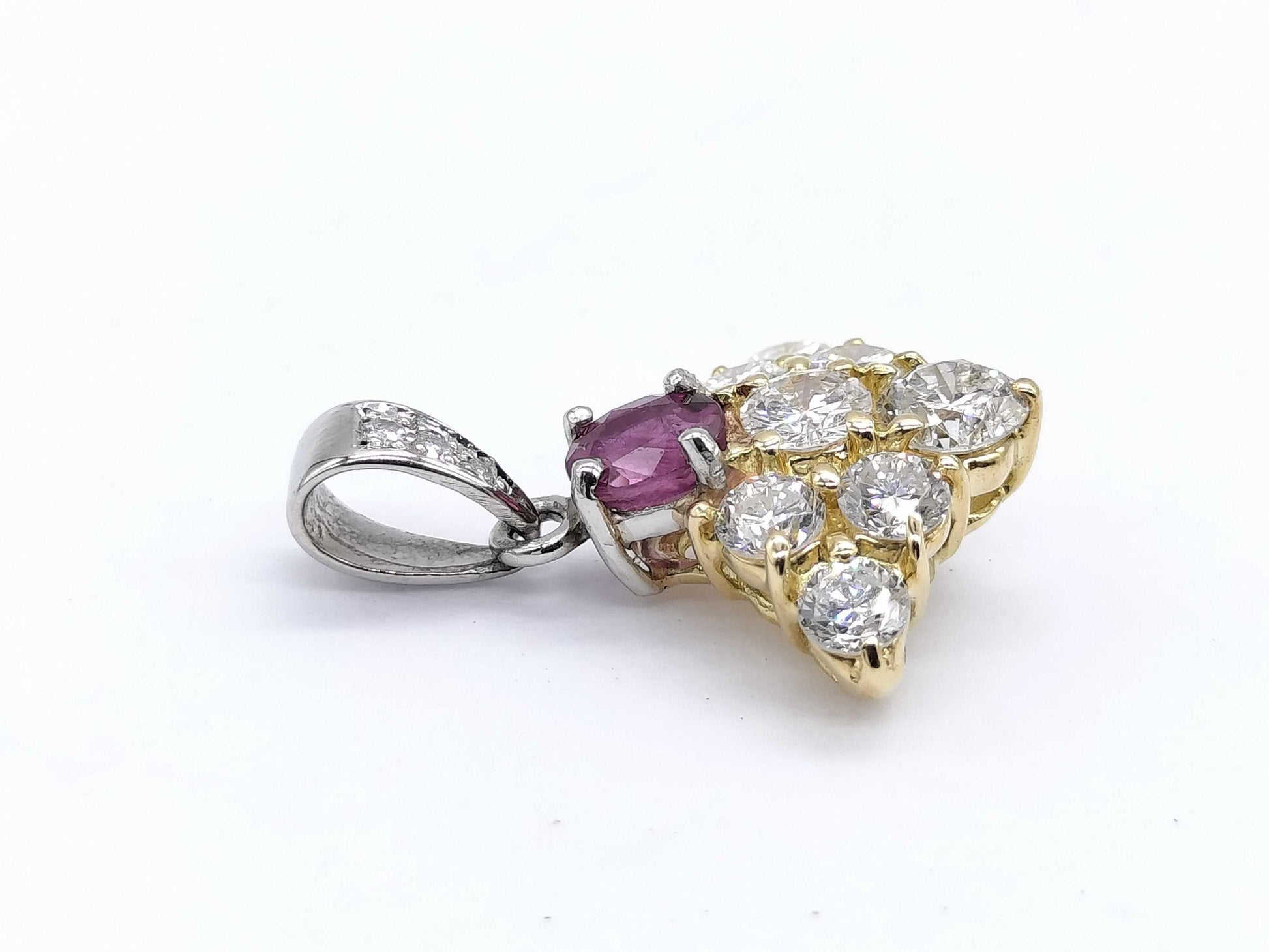 R 0.33ct D 0.8ct/0.02ct K18/Pt900 1.9g Pendant Top 