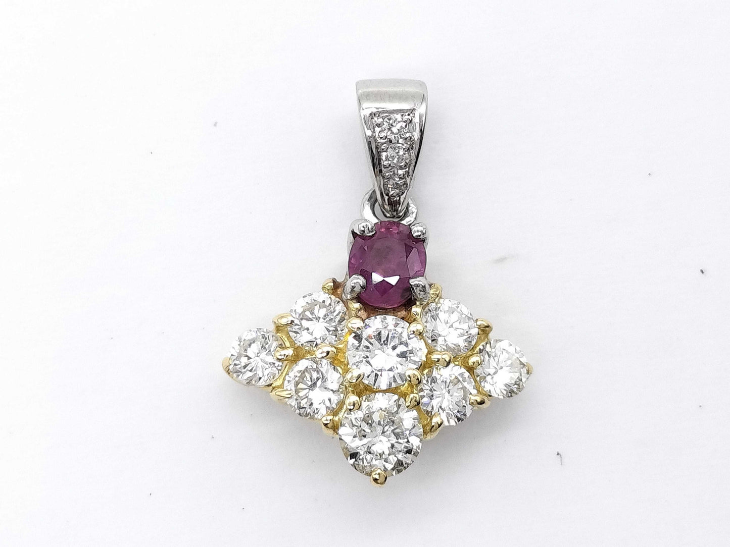 R 0.33ct D 0.8ct/0.02ct K18/Pt900 1.9g Pendant Top 