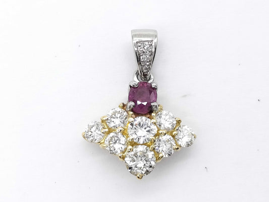 R 0.33ct D 0.8ct/0.02ct K18/Pt900 1.9g Pendant Top 