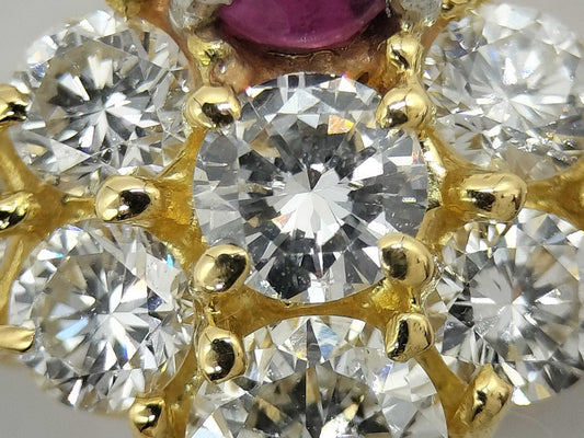 R 0.33ct D 0.8ct/0.02ct K18/Pt900 1.9g Pendant Top 