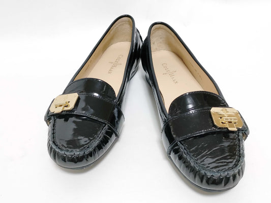 Cole Haan Enamel Gold Hardware Loafer Pumps