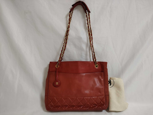 CHANEL Lambskin Chain Tote Bag Shoulder Bag
