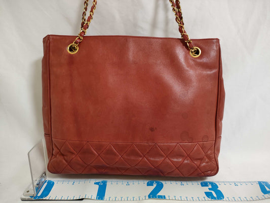 CHANEL Lambskin Chain Tote Bag Shoulder Bag