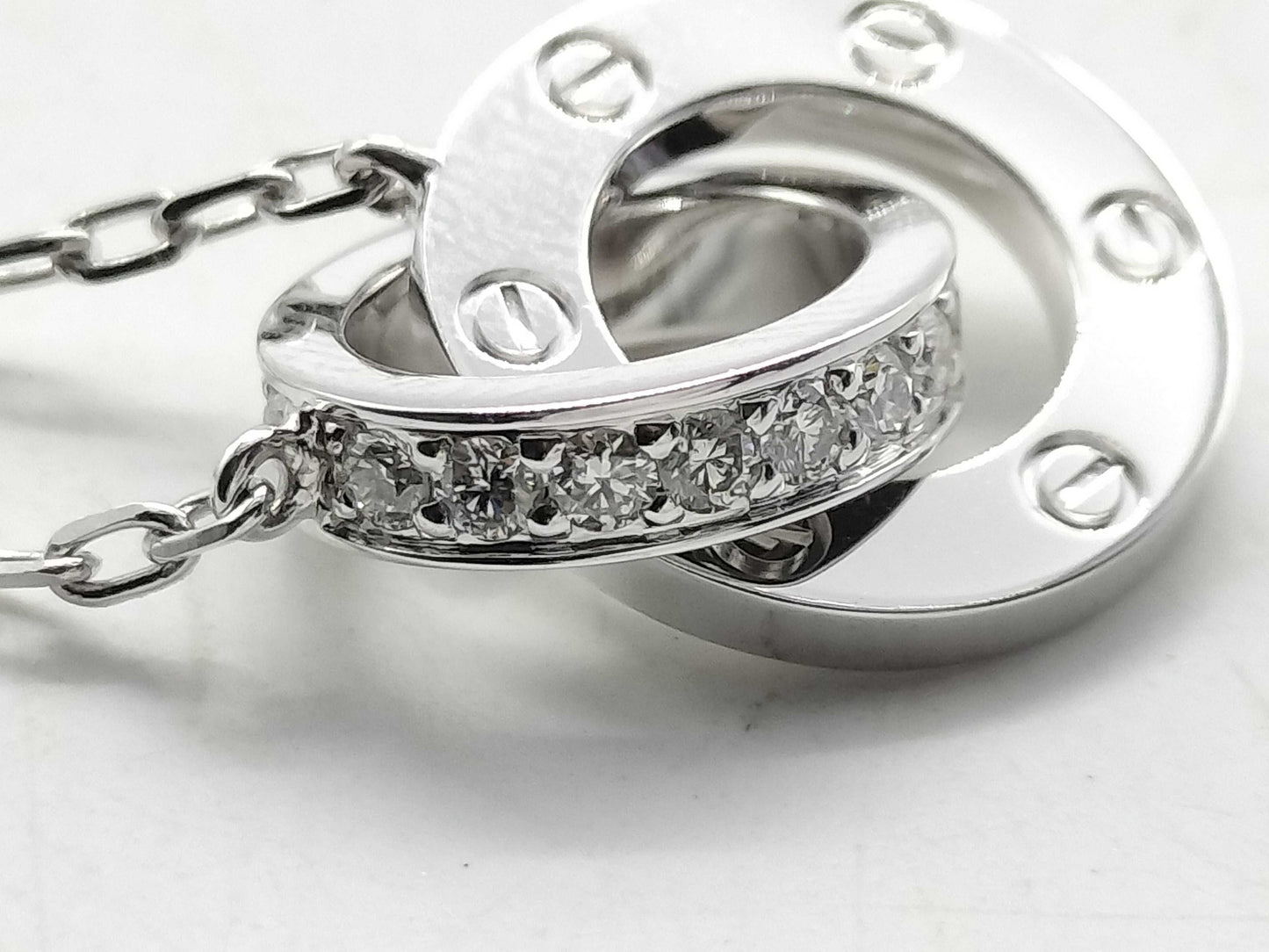Cartier Love Circle Diamond Necklace in WG Au750, 5.6g 