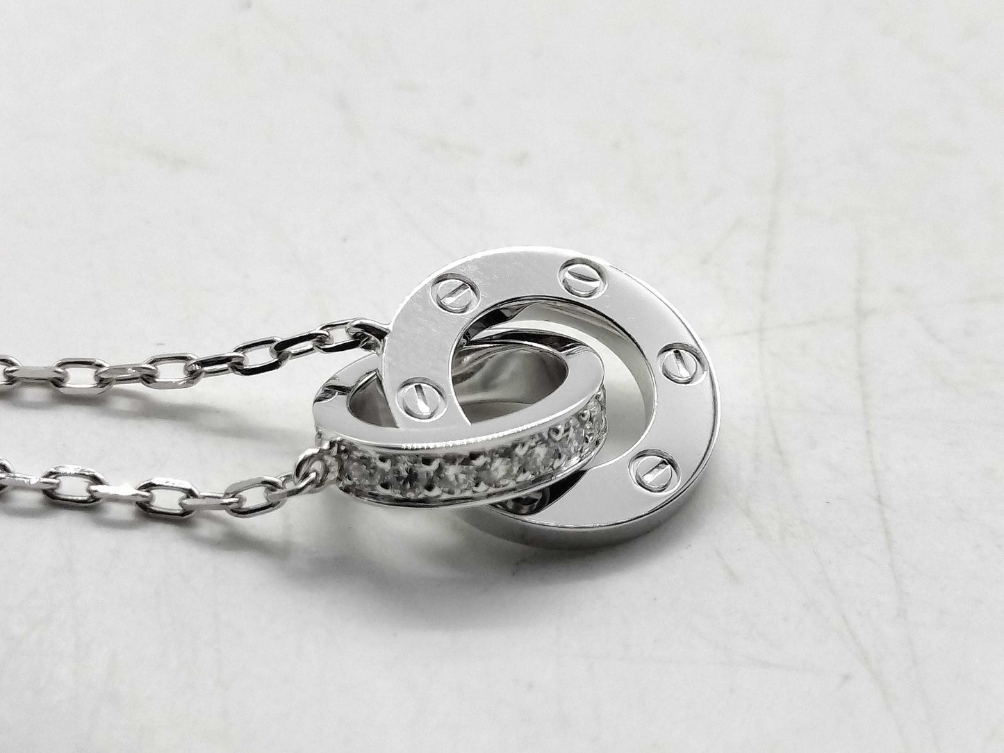 Cartier Love Circle Diamond Necklace in WG Au750, 5.6g 