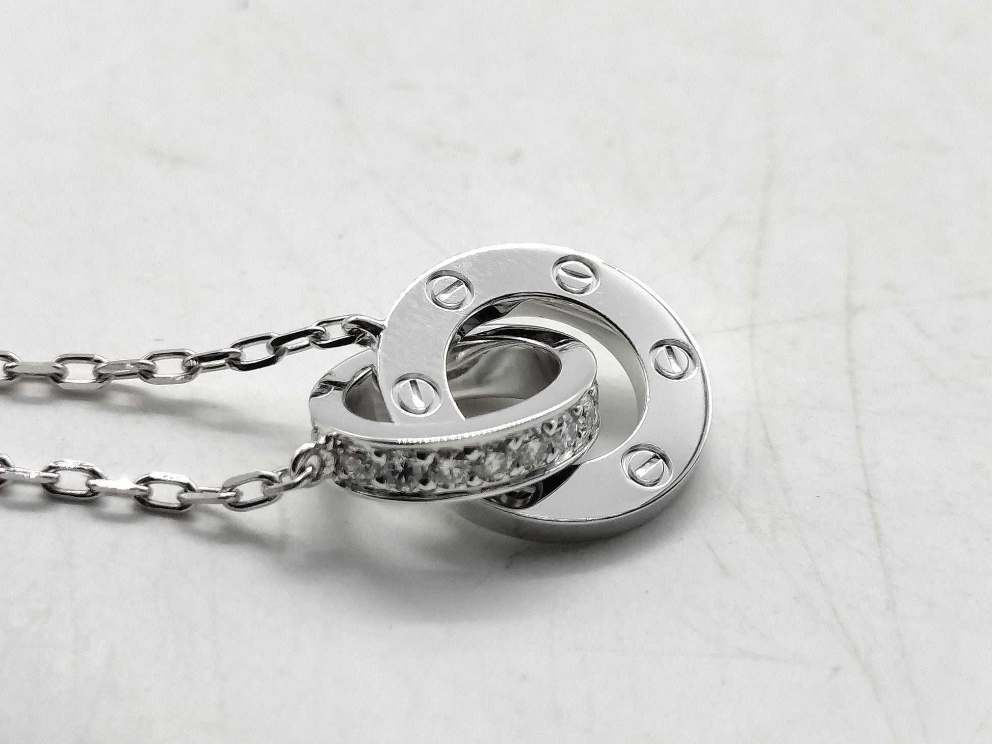 Cartier Love Circle Diamond Necklace in WG Au750, 5.6g 