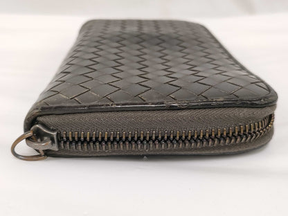 BOTTEGA VENETA Long Wallet, Round Zip, Khaki