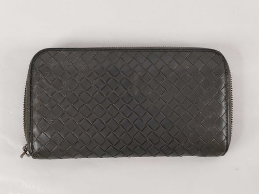 BOTTEGA VENETA Long Wallet, Round Zip, Khaki