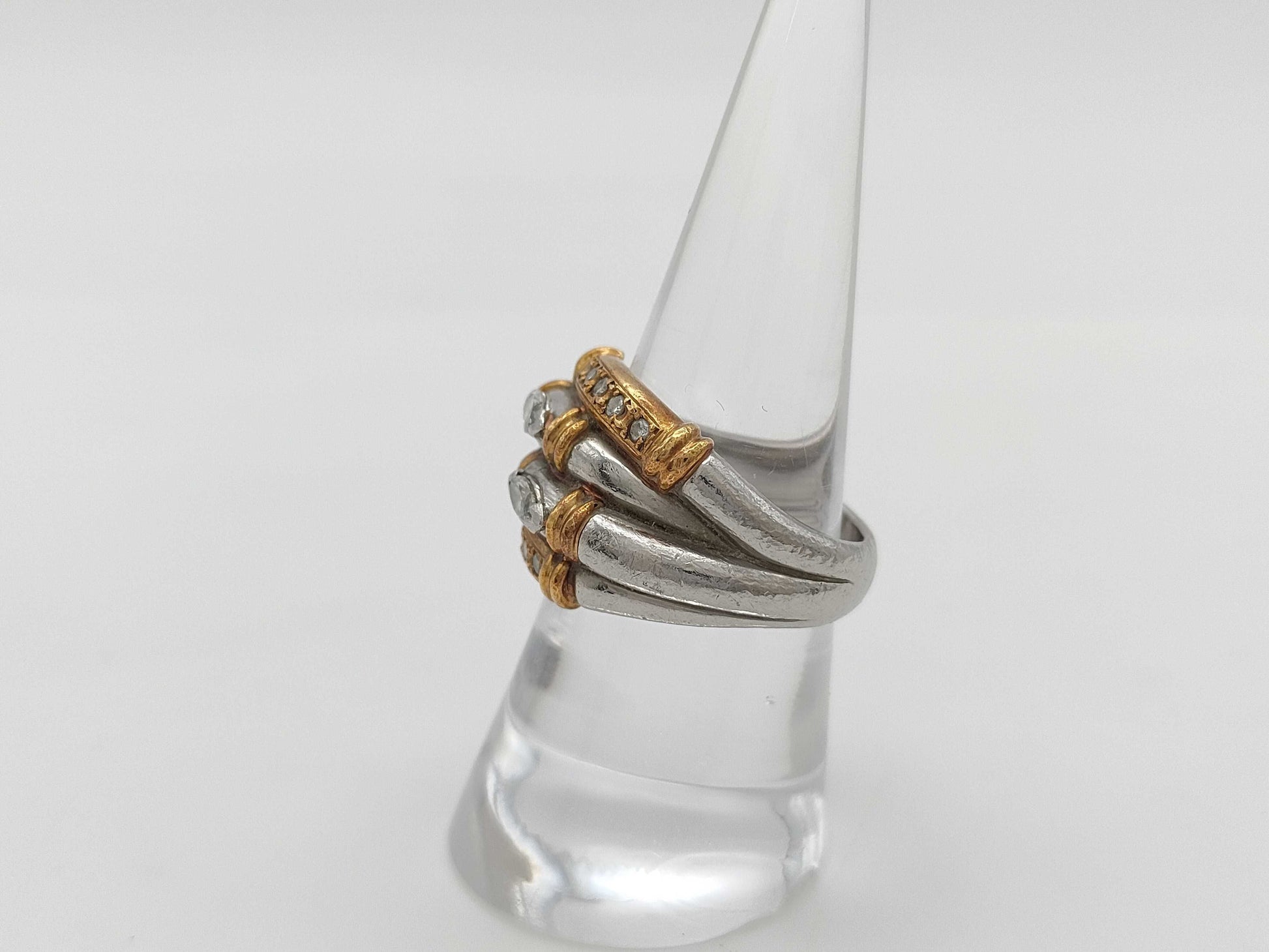 D0.31ct/0.16ct Pt900/K18 15.5g Ring 