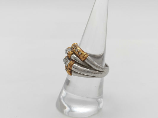 D0.31ct/0.16ct Pt900/K18 15.5g Ring 